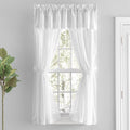 Blandford Premium 100% Cotton Solid Hemstitch Semi-Sheer Rod Pocket Curtain Panels with Tie-Backs (Set of 2)