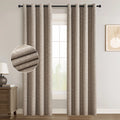 Dennan Curtains , Grommet Top Thick 100% Blackout Drapes Full Light Blocking Curtains (Set of 2)