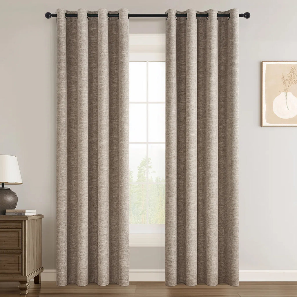 Dennan Curtains , Grommet Top Thick 100% Blackout Drapes Full Light Blocking Curtains (Set of 2)