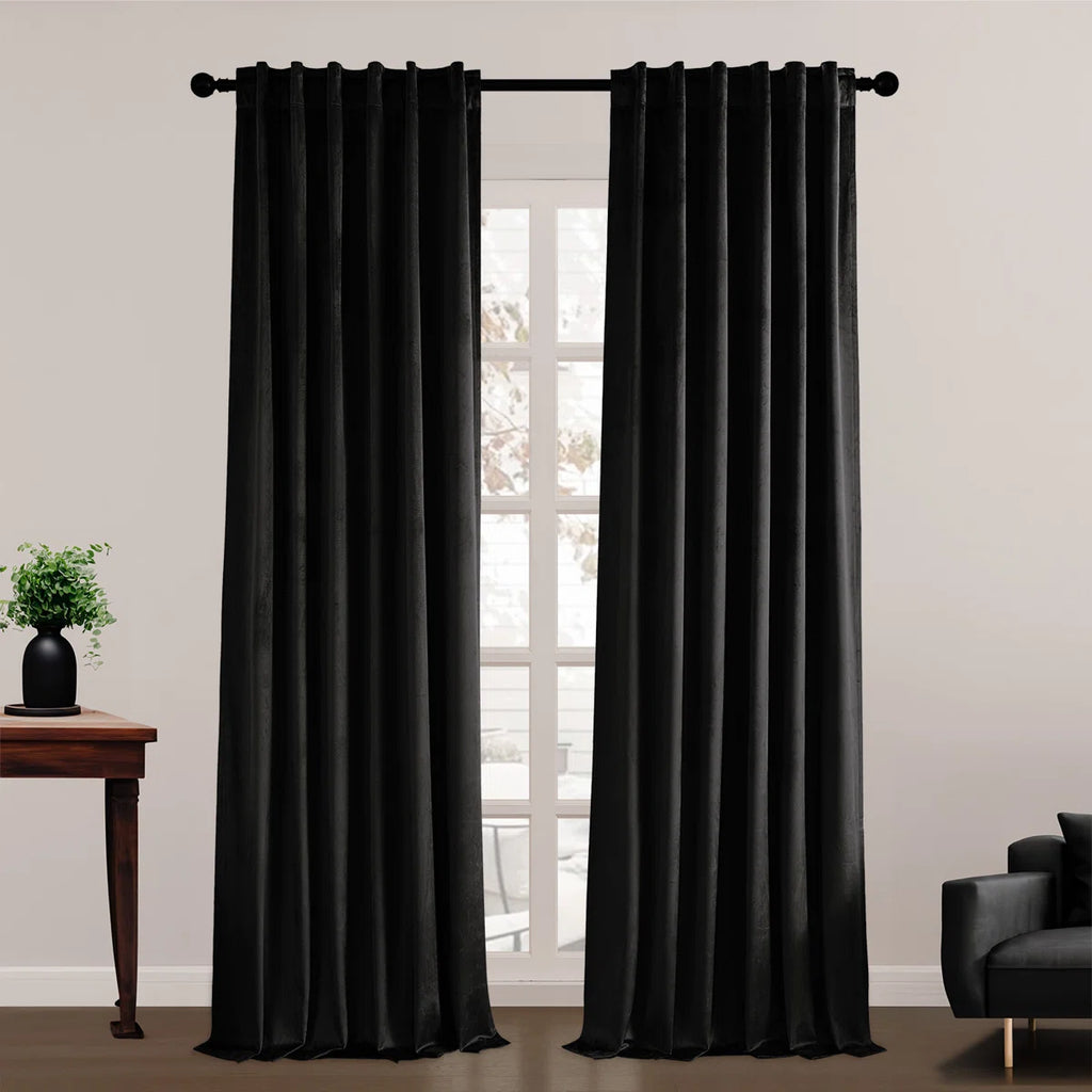 Ike Solid 70%-85% Blackout Rod Pocket Back Curtain Panels (Set of 2)