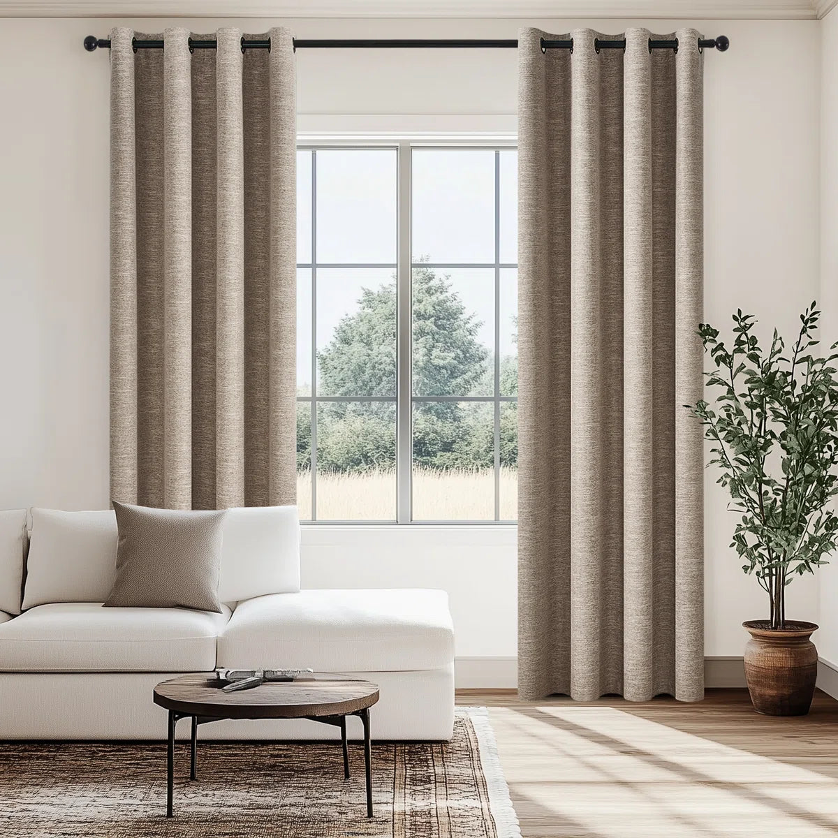 Dennan Curtains , Grommet Top Thick 100% Blackout Drapes Full Light Blocking Curtains (Set of 2)