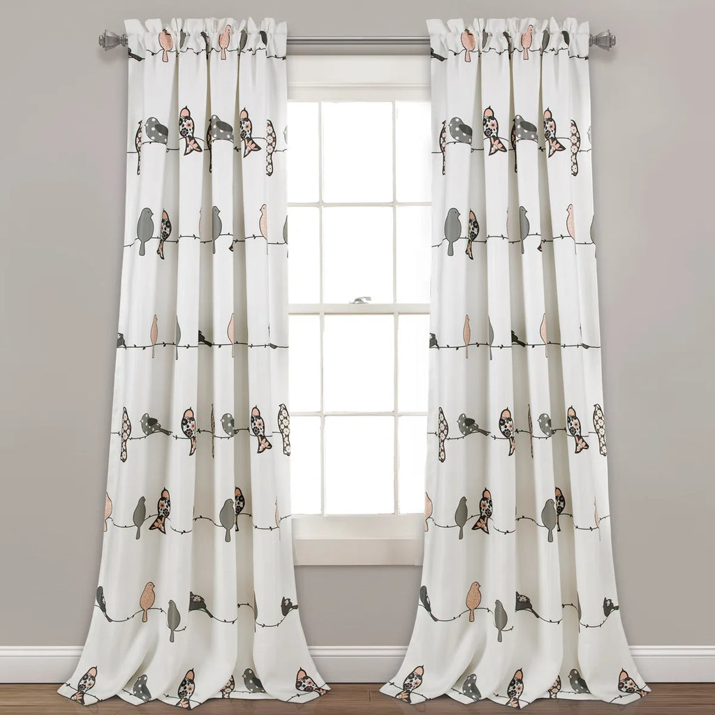 Rowley Birds Room Darkening Thermal Rod Pocket Curtain Panels (Set of 2)