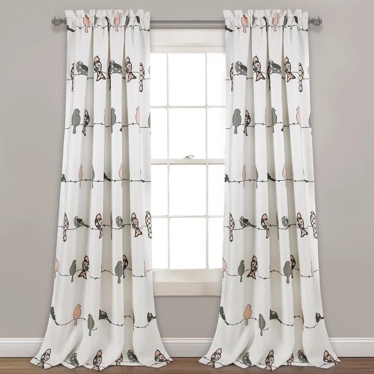 Rowley Birds Room Darkening Thermal Rod Pocket Curtain Panels (Set of 2)