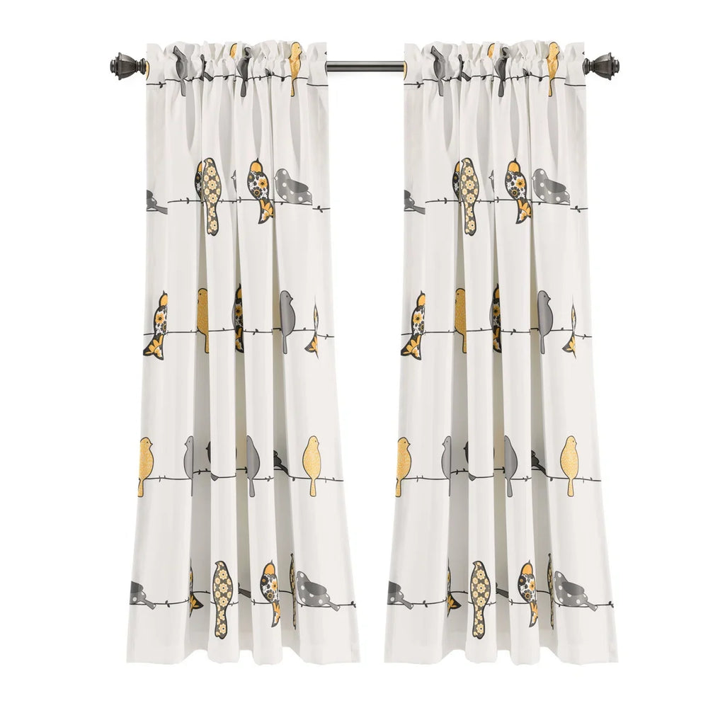 Rowley Birds Room Darkening Thermal Rod Pocket Curtain Panels (Set of 2)