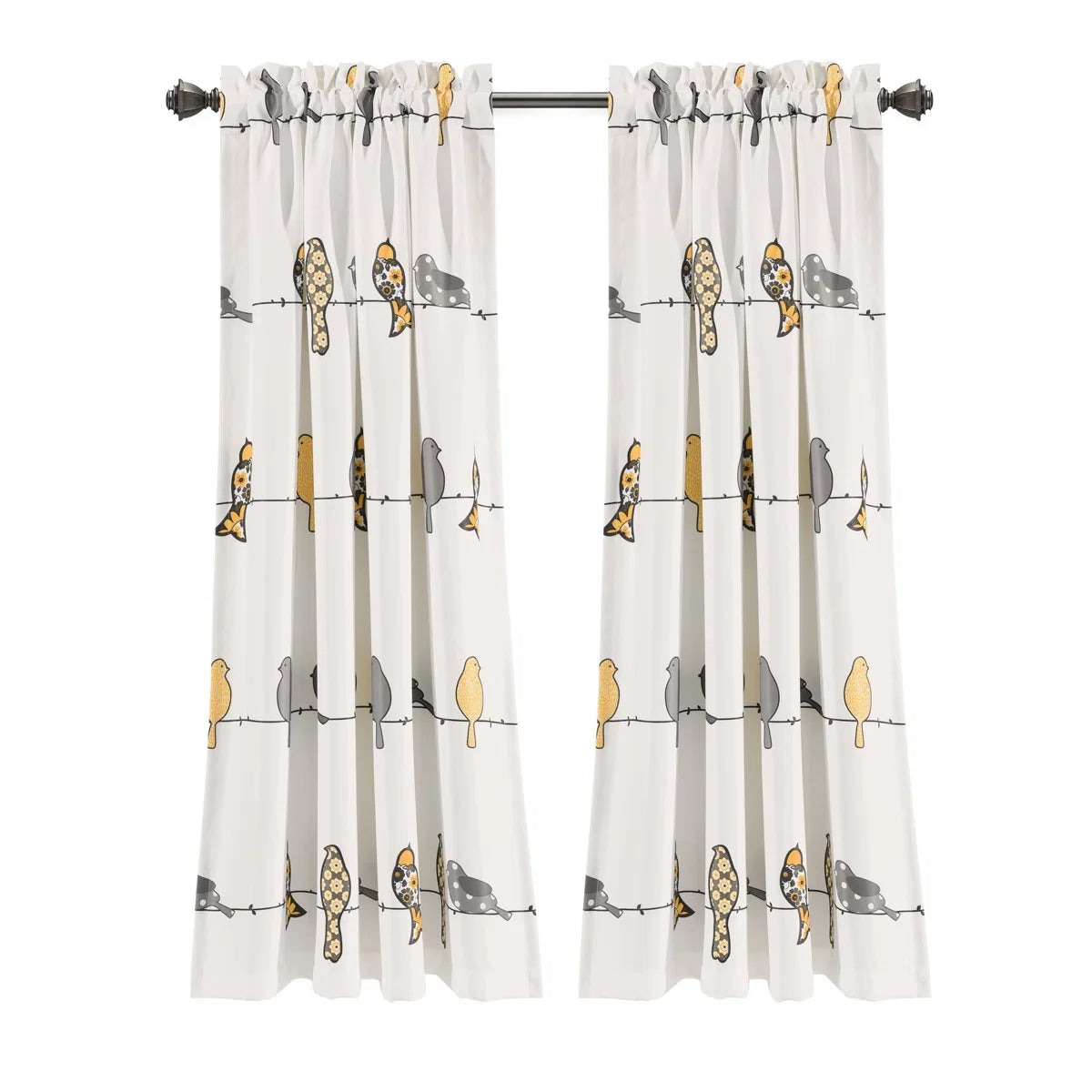 Rowley Birds Room Darkening Thermal Rod Pocket Curtain Panels (Set of 2)