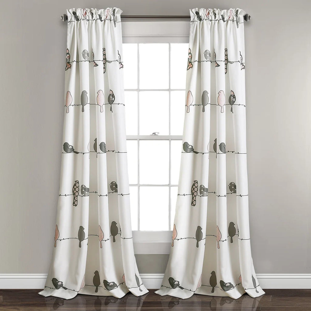 Rowley Birds Room Darkening Thermal Rod Pocket Curtain Panels (Set of 2)