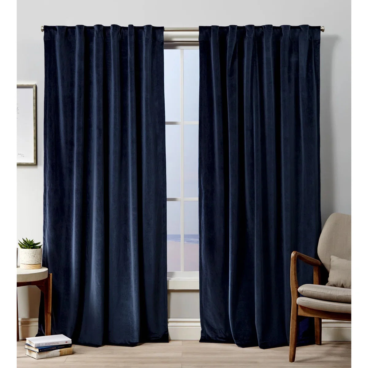 Tremblay Velvet Room Darkening Curtain Pair (Set of 2)